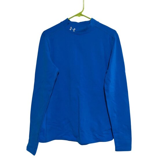 UNDER ARMOUR LIGHT BLUE MOCK NECK SEMI-FITTED COLD GEAR LONG SLEEVE SHIRT WOMENS - Picture 1 of 4